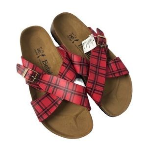Birkenstock Betula Red/Black Plaid Sandals size 41